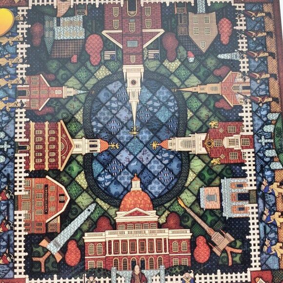 Dowdle Folk Art Boston Quilt Jigsaw Puzzle Faneuil Hall Old North Church 500pc - Picture 1 of 5
